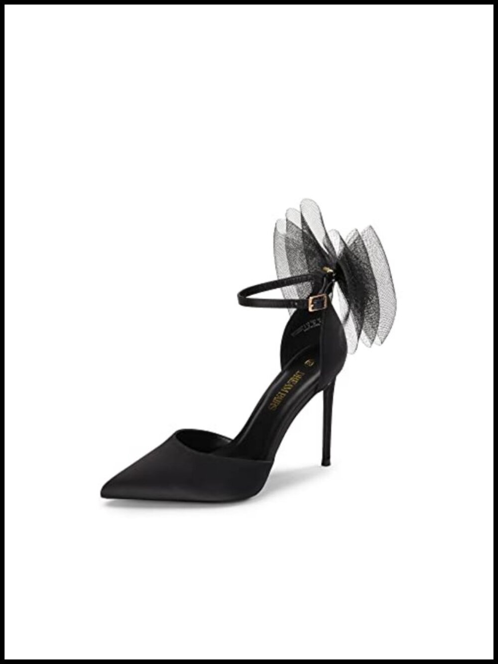 Elegant Stiletto Heels with Detachable Bow and Mesh Detail